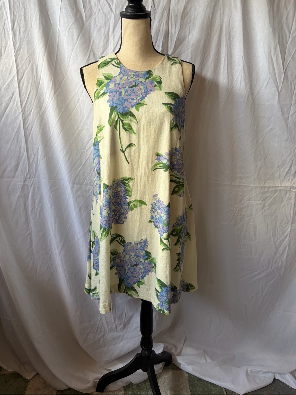 Joie Cream Mini Dress with Blue Hydrangea Print